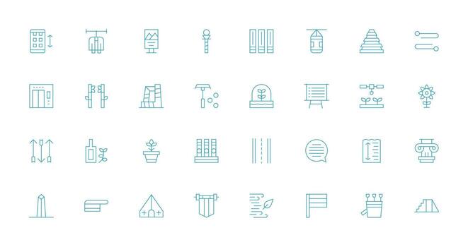 Vertical Design Icons featuring 32 in Thin Line Style Fully Editable Icon Set for Web vector