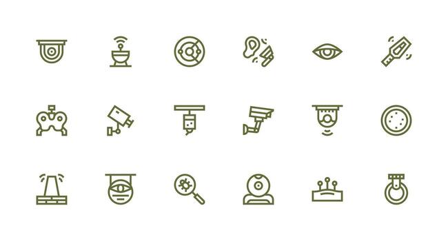 18 Strong Stroke Line Icons for Detection Graphics Flexible Icon System for Web Interfaces vector