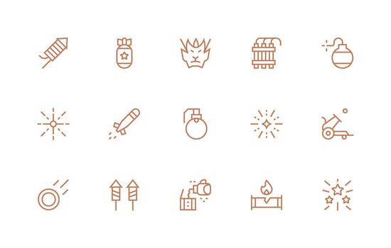 Explosion including 15 Regular Line Illustrations Well-Structured Icons for Creative Use vector