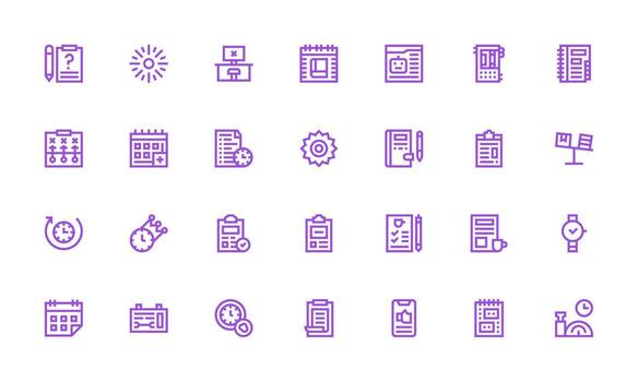 28 íconos para tarea en negrita línea formato glifo icono serie vector