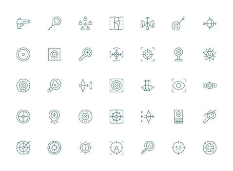 Target featuring 35 Icons in Light Line Design UI and UX Focused Icon Collection vector