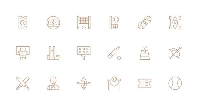 Minimal Line Style Sporting Icons with 18 Vectors Icon Set