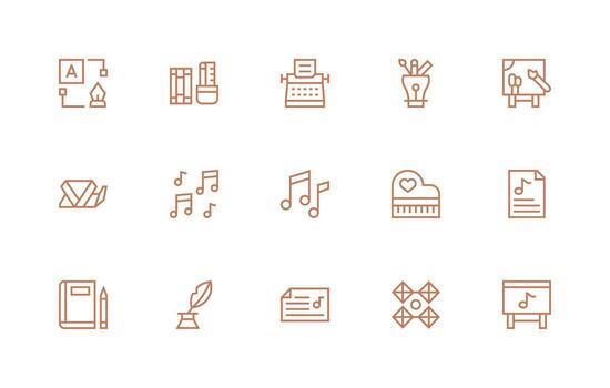 15 Composition Icons in Regular Line Aesthetic Flexible Icon System for Web Interfaces vector