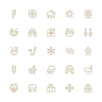 Ice Visual Pack containing 25 Medium Stroke Outline Icons Scalable Icons for Cross-Platform Interfaces vector