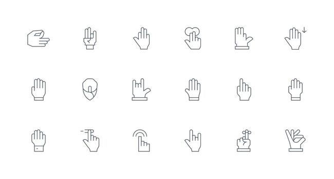 Click Icon Set with 18 Minimal Line Graphics Essential Icon Set for Teams vector