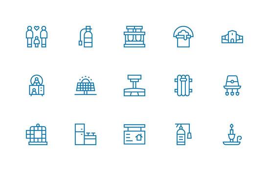 Home Icon Set with 15 Regular Line Graphics Neatly Designed Icons for Web Platforms vector