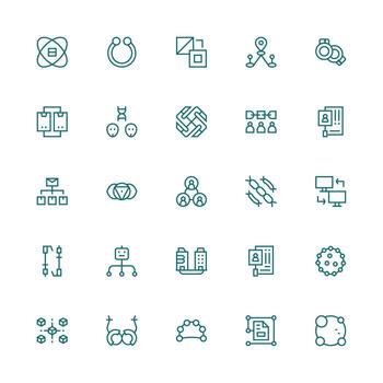 Linked Set with 25 Medium Stroke Outline Icons Neatly Designed Icons for Web Platforms vector
