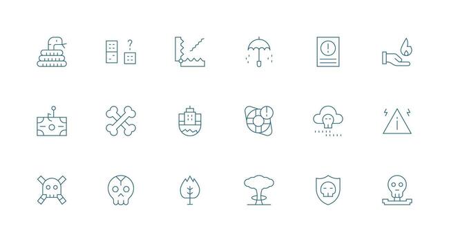 Risk including 18 Minimal Line Illustrations Well-Structured Icons for Creative Use vector