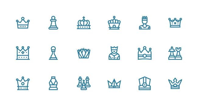 18 Icons for King in Strong Stroke Line Format Simplified Icon Pack for Visual Tools vector