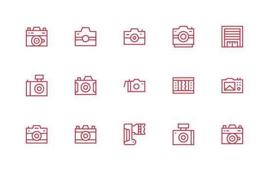 15 Regular Line Style Icons from Shutter Collection Web and App Icon Pack Collection vector