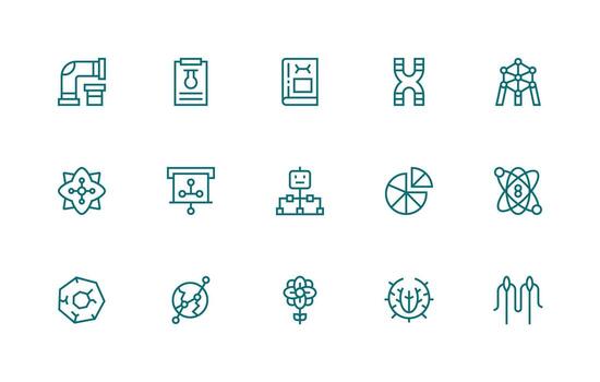 Diagram featuring 15 Icons in Regular Line Design Professional Icon Set vector