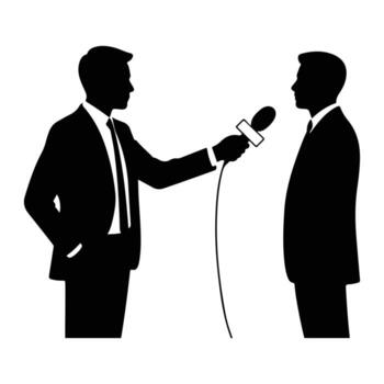 Interviewer microphone suit man vector