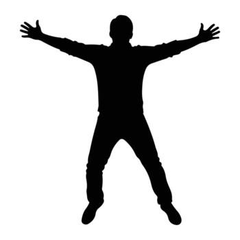 Man arms spread wide jumping silhouette open arms vector