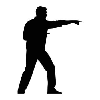 Man pointing forward silhouette gesture vector