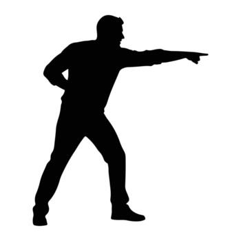 Man pointing forward with hand on hip silhouette gesture vector