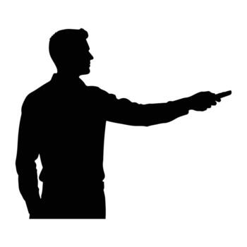 Man pointing with finger silhouette gesture vector