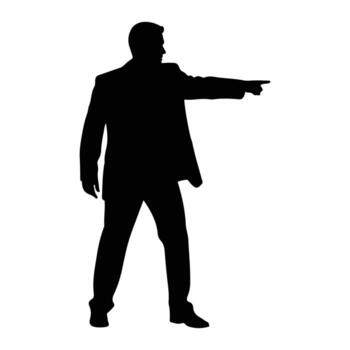 Man pointing with suit silhouette gesture vector
