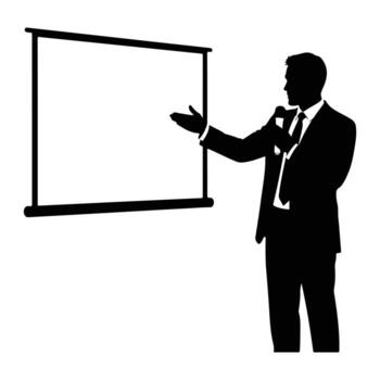 Presenter with Microphone and Projection Screen businessman vector