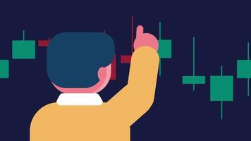 ett investerare studier ljusstake diagram, som visar de komplexitet av förutsäga finansiell resultat baserad på marknadsföra beteende och över prestanda video