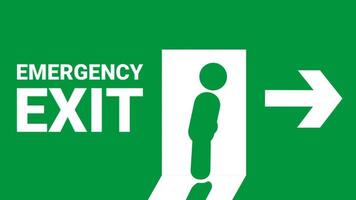a emergência Saída placa com a seta apontando certo, mostrando a designado fuga direção para segurança durante emergências video