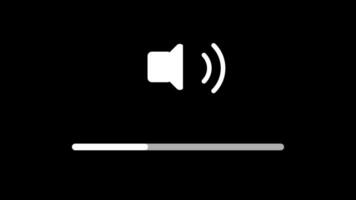 uma minimalista som nível ícone mostrando uma alto falante com som ondas e uma deslizante ajustamento Barra para ao controle a volume resultado precisamente video