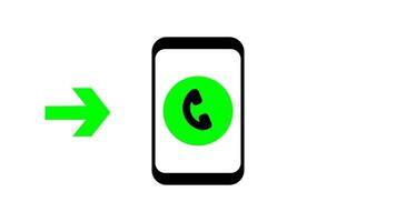 A smartphone screen icon showing a green phone symbol, representing an incoming call notification for user response and communication video