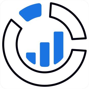 Bar Analysis and chart icon in blue color vector