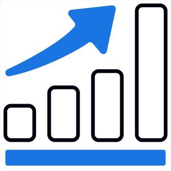 grafico análisis y gráfico icono concepto en azul color vector