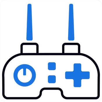 zumbido controlador y tecnología concepto en azul color vector