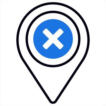 Eliminar y ubicación icono diseño concepto en azul color vector