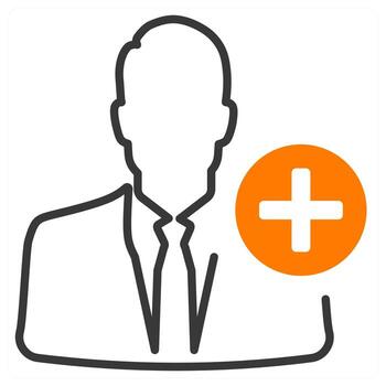 añadir cuenta y crear icono concepto en naranja color vector