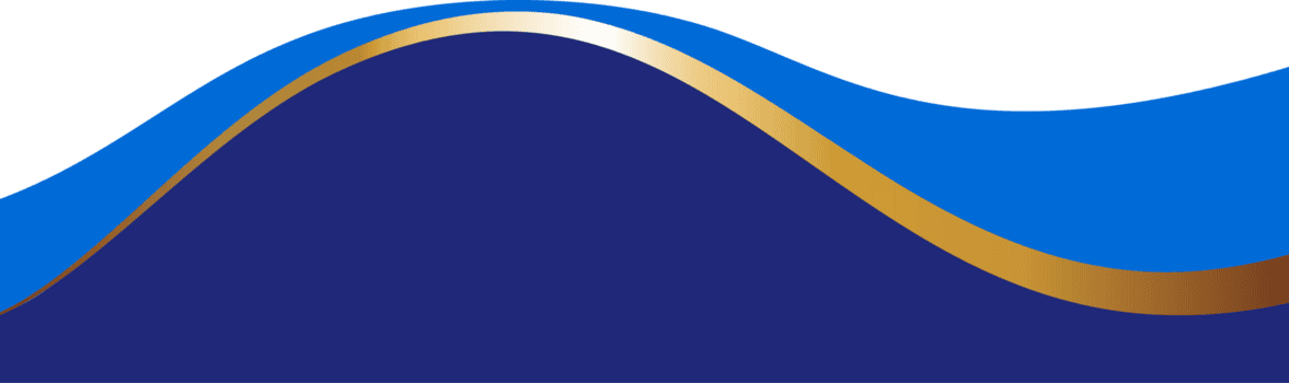 confine forma per bandiera design. blu intestazione sezione con d'oro linea. astratto parte inferiore per ragnatela pagina. curvo divisore. ondulato orizzontale separatore. png