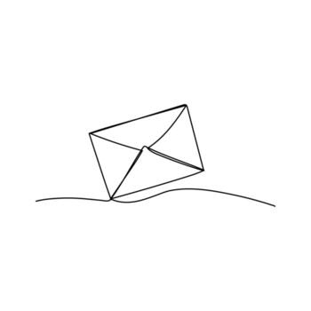 ne line art sketch of a minimal envelope with heart stamp paper mail message post letter send outline vector