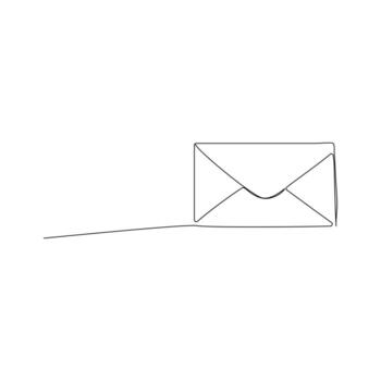Minimal hand drawn envelope with a heart stamp one line paper mail message letter send sketch outline vector