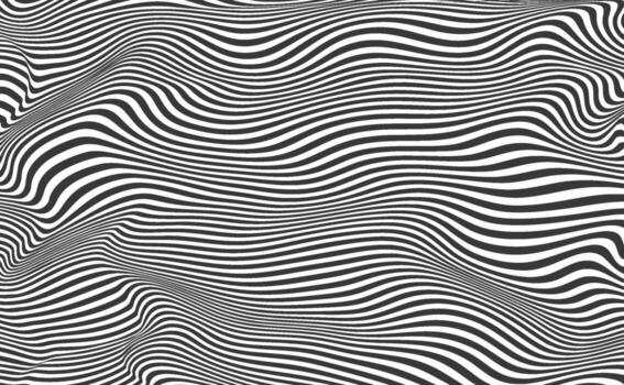 Wavy black and white stripes flowing line pattern. Smooth, undulating lines design. vector