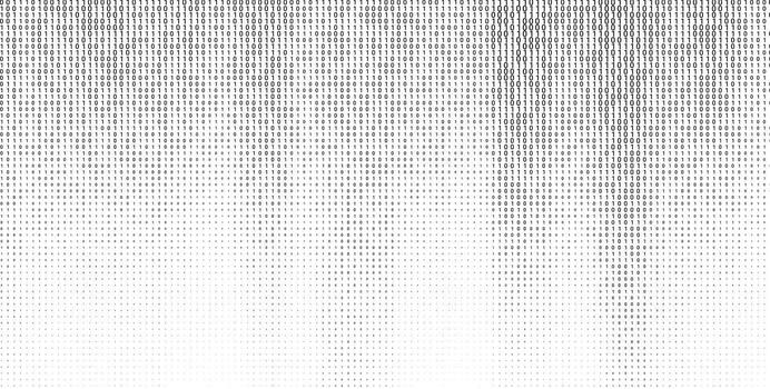 binario código digital datos con negro y blanco ondulado sutil antecedentes. xero y unos desvanecimiento desde negro a blanco. vector