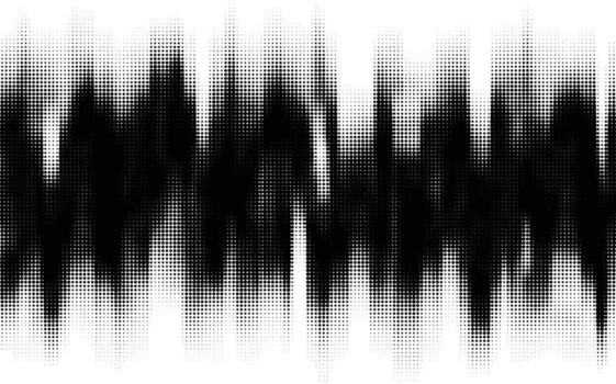 Halftone dot wave pattern. Black and white flowing dotted abstract rhythm design. vector