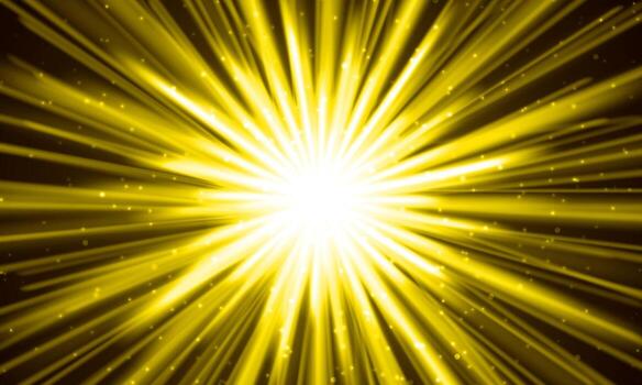 Yellow light burst explosion with glowing rays and particles. abstract yellow background. vector