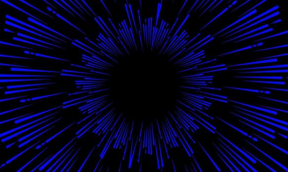 Blue radial speed lines on black background. Burst effect illustration. fractal burst background. vector
