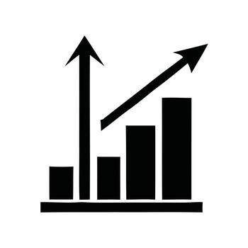 un icono de un grafico con un flecha yendo arriba vector