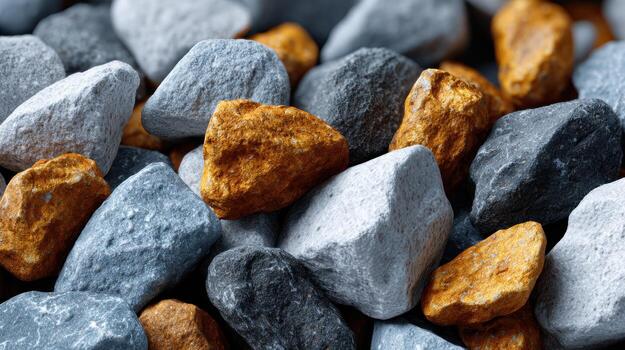 Closeup view of colorful gravel stone surface high fidelity natural texture top perspective photo