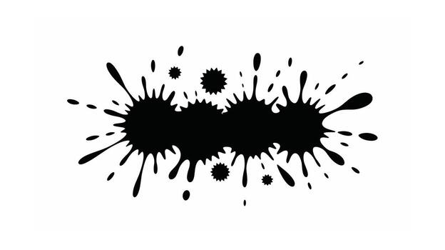 Black Ink Splatter Illustration Grunge Design Element with Blotches, Drips, and Irregular Shapes for Creative Projects and Artistic Backgrounds on White vector