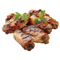 gegrillt Hähnchen Flügel mit Garnierung isoliert auf transparent Hintergrund png