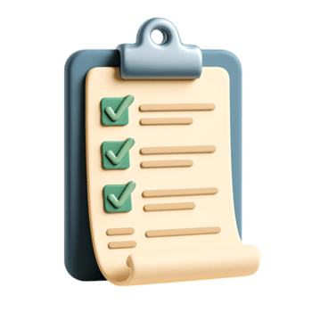 een 3d klembord checklist icoon met vinkjes, geïsoleerd Aan transparant achtergrond png