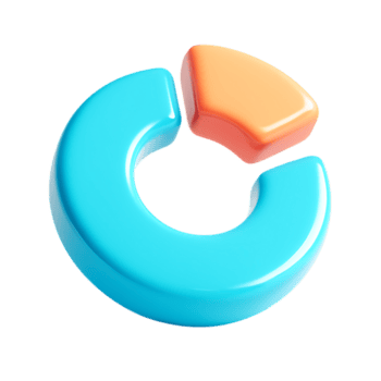 en 3d paj Diagram är isolerat på transparent bakgrund, som visar två segment i blå och röd png