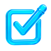 uma azul vidro marca de verificação ícone isolado em transparente fundo png