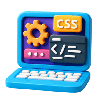 ein 3d Illustration von ein Laptop zeigen CSS Code, isoliert auf transparent Hintergrund png
