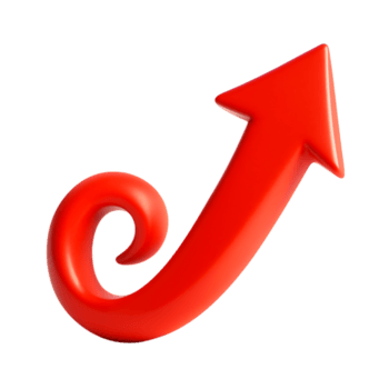 rosso 3d verso l'alto freccia con un' arricciare isolato su trasparente sfondo png