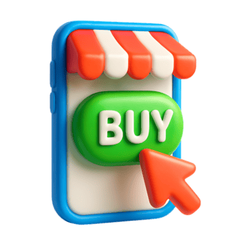 un' 3d rendere di un' smartphone con un' acquistare pulsante e cursore isolato su trasparente sfondo png