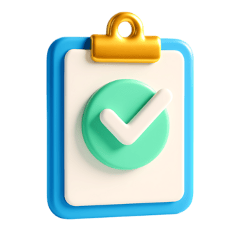 en 3d tolkning av en blå Urklipp med en grön kolla upp märke, isolerat på transparent bakgrund png